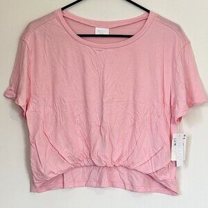 NWT Abound Pink Rolled Hem Short Sleeve Crop Top - Size: Large